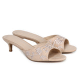 Zana Embroided Kitten Heels (Nude)