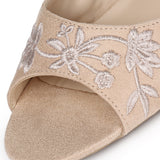 Zana Embroided Kitten Heels (Nude)