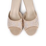 Zana Embroided Kitten Heels (Nude)
