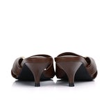 Amora Asymmetric Pleated Kitten Heels (Brown)