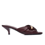 Amora Asymmetric Pleated Kitten Heels (Burgundy)