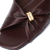Amora Asymmetric Pleated Kitten Heels (Burgundy)