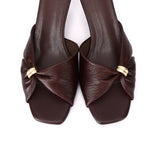 Amora Asymmetric Pleated Kitten Heels (Burgundy)