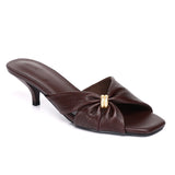 Amora Asymmetric Pleated Kitten Heels (Burgundy)