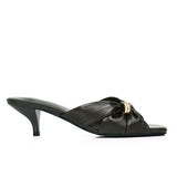 Amora Asymmetric Pleated Kitten Heels (Espresso)