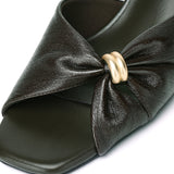 Amora Asymmetric Pleated Kitten Heels (Espresso)