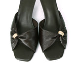 Amora Asymmetric Pleated Kitten Heels (Espresso)