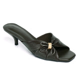 Amora Asymmetric Pleated Kitten Heels (Espresso)