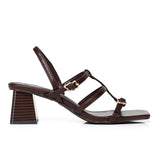 Alana Strappy Block Heels (Brown)