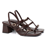 Alana Strappy Block Heels (Brown)