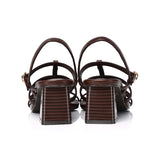 Alana Strappy Block Heels (Brown)