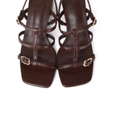 Alana Strappy Block Heels (Brown)