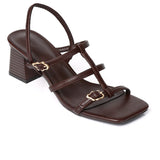 Alana Strappy Block Heels (Brown)