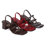Alana Strappy Block Heels (Espresso)