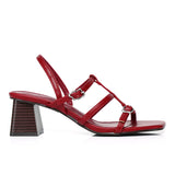 Alana Strappy Block Heels (Maroon)