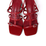 Alana Strappy Block Heels (Maroon)