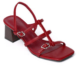 Alana Strappy Block Heels (Maroon)