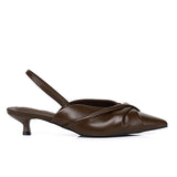 Remi Pleated Slip On Kitten Heels (Brown)