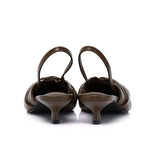 Remi Pleated Slip On Kitten Heels (Brown)