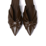 Remi Pleated Slip On Kitten Heels (Brown)