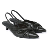 Remi Pleated Slip On Kitten Heels (Charcoal)