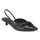Remi Pleated Slip On Kitten Heels (Charcoal)