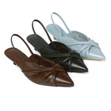 Remi Pleated Slip On Kitten Heels (Charcoal)