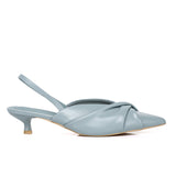 Remi Pleated Slip On Kitten Heels (Light Blue)