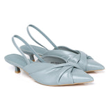 Remi Pleated Slip On Kitten Heels (Light Blue)