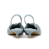 Remi Pleated Slip On Kitten Heels (Light Blue)
