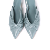 Remi Pleated Slip On Kitten Heels (Light Blue)