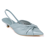 Remi Pleated Slip On Kitten Heels (Light Blue)