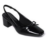 Freya Slingback Pumps With Bow (Black)