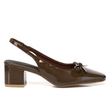 Freya Slingback Pumps With Bow (Brown)