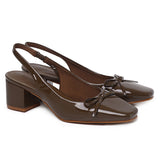 Freya Slingback Pumps With Bow (Brown)