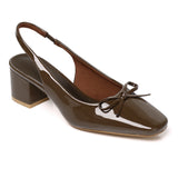 Freya Slingback Pumps With Bow (Brown)