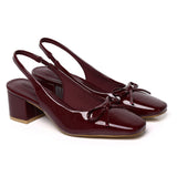 Freya Slingback Pumps With Bow (Maroon)