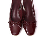 Freya Slingback Pumps With Bow (Maroon)