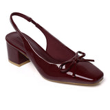 Freya Slingback Pumps With Bow (Maroon)