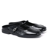 Milani Square Toe Slip On Mule Flats (Black)