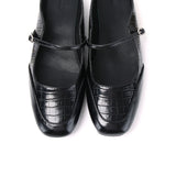 Milani Square Toe Slip On Mule Flats (Black)