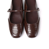 Milani Square Toe Slip On Mule Flats (Espresso)