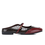 Milani Square Toe Slip On Mule Flats (Red)
