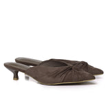 Hanara Pleated Slip-On Mules (Taupe)