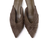 Hanara Pleated Slip-On Mules (Taupe)
