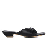 Hilya Pleated Square Toe Heels (Black)