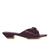 Hilya Pleated Square Toe Heels (Burgundy)