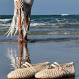 Nell Woven Raffia Ballet Flats (Off White)