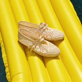 Nell Woven Raffia Ballet Flats (Off White)