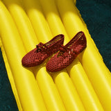 Nell Woven Raffia Ballet Flats (Red)